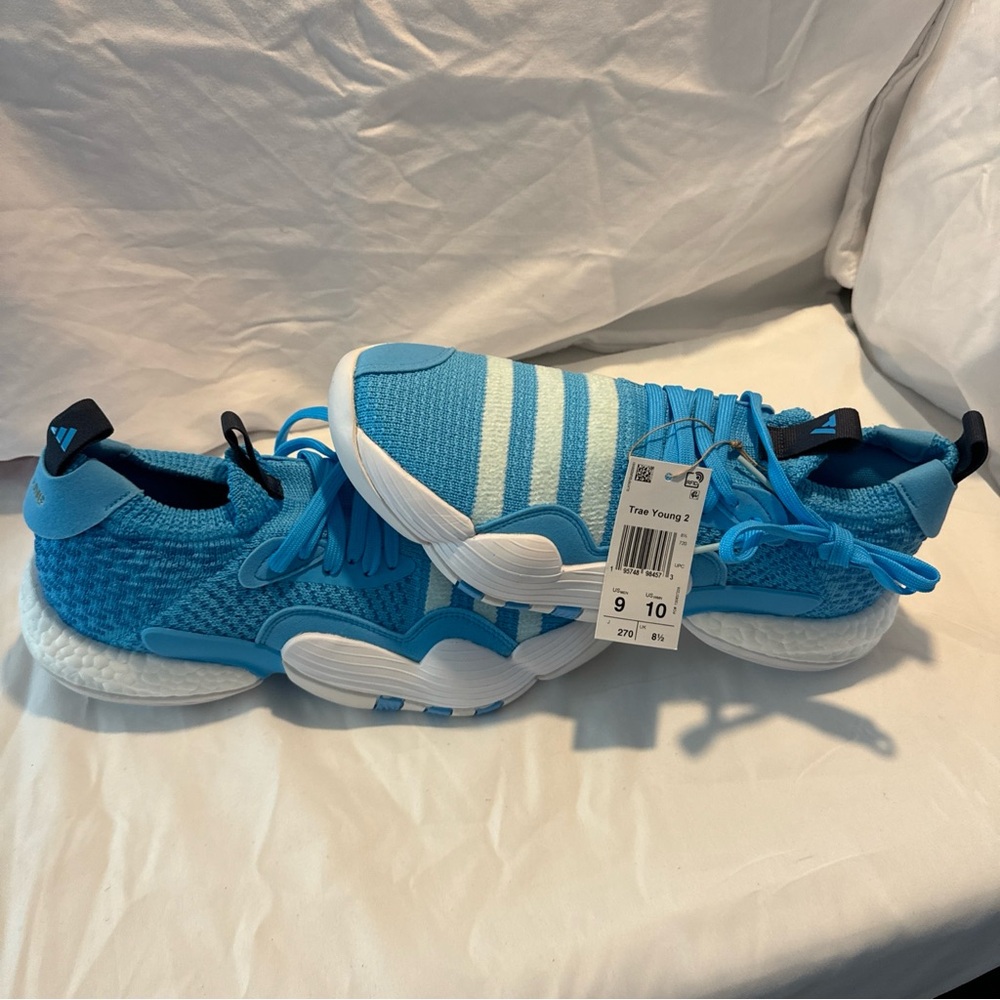 Adidas Men's Trae Young 2 Sky Rush Blue & White Basketball Shoes Size 9 - New